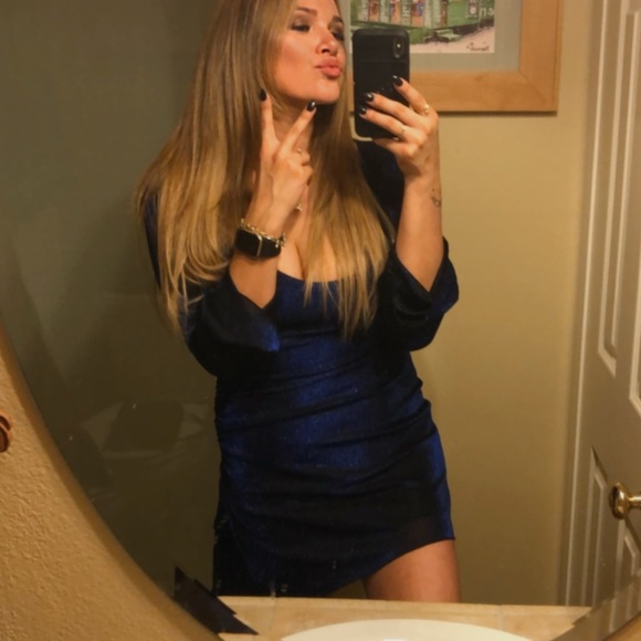 DONELLI LONG SLEEVE MINI DRESS NAVY - Picture 5 of 7